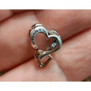 Pandora ALE Designer 925 Two-tone Openwork Infinity Heart Charm "Family Is Love"
